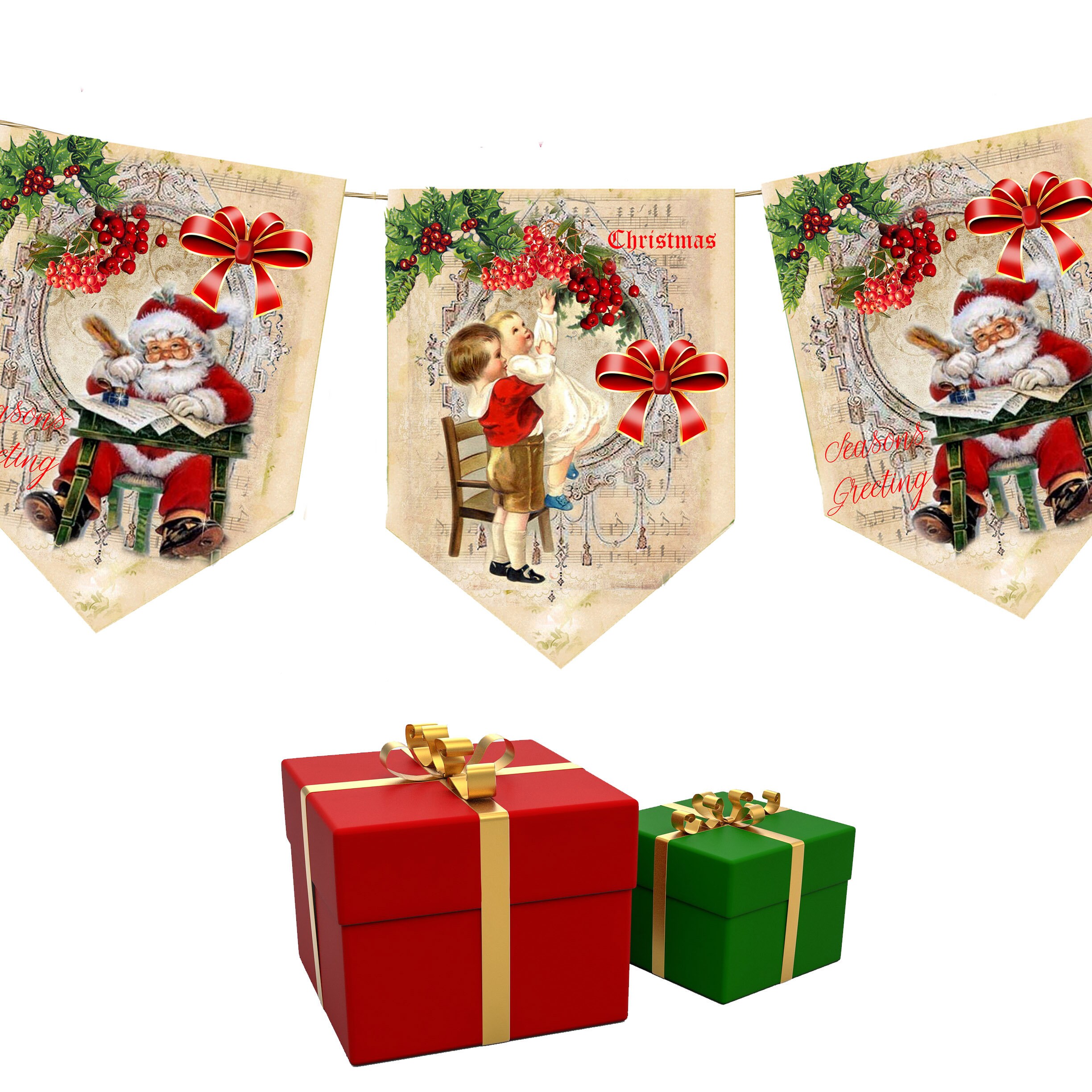 Christmas Bunting Vintage Victorian Santa Bunting Christmas Etsy christmas-bunting-vintage-victorian-santa-bunting-christmas-etsy