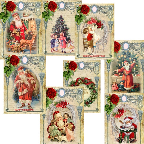 Weihnachtskarten-Deckel, Weihnachtskarten-Herstellung, Weihnachts-Tags, Weihnachtsmann-Journaling, Scrapbooking, kurzlebige Weihnachtsmann-Deckel