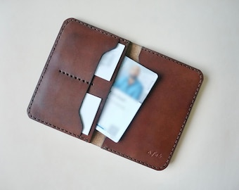 JW Neuer Traktathalter / Kontaktkartenhalter . Premium Eichenrinde gegerbtes Leder, Dark Stitch, handgefertigt und handgenäht in Großbritannien
