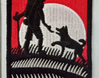 Hanafuda Hiking Dogs Embroidered Patch- Susuki (grass), Partnership