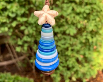 Seaside Inspired Button Christmas Tree Ornament