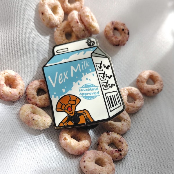 Robot milk pin, vex pin, robot, vex milk, meme pin, milk pin, VOG, hard enamel pin, videogame pin, hive, funny pin