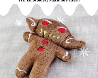 Gingerbread Goblin ITH embroidery machine pattern, in the hoop pattern, plushie pattern, plush pattern