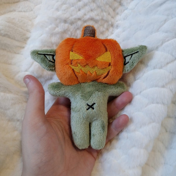 Pumpkin Goblin plush, goblin, devil plush, RPG plush, Dungeons and dragons, folklore, fairytale, monster plush, mini goblin, gremlin, mtg