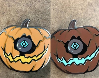 Pumpkin ghost shell pin, pumpkin, robot pumpkin, Halloween, spooky pin
