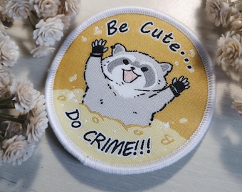 Spencer the raccoon patch, iron on patch, raccoon patch.