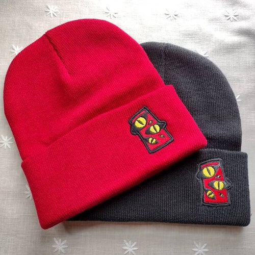 Demon Eyes Embroidered Beanie - Etsy