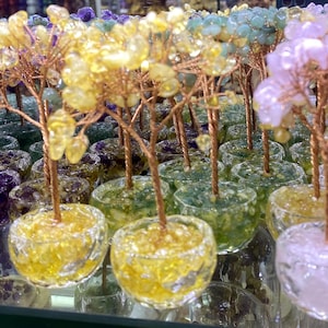 Natural Gemstone Tree, Gemstone Chips with Crystal Wire Sculpture Tree Of Life, Chakra Tree Healing Crystals - YOU CAN CHOOSE