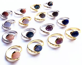Gefacetteerde edelsteen Teardrop Bezel Ring//natuurlijke genezing Crystal Quartz band ringen//goud zilveren sieraden charme ringen voor vrouwen dames
