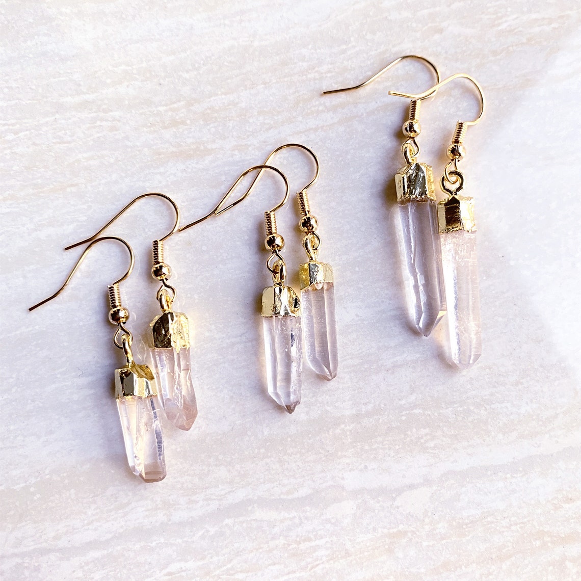 New Arrival Slender Rock Crystal Quartz Point Earrings With Etsy