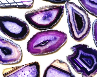 WHOLESALE Purple Agate Geode Slice Druzy - Drusy Druzzy Agate Slice with one Hole (S2V4_33)