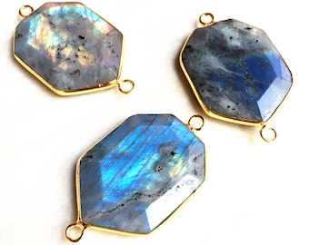 Royal Double Bail Fancy Shape Lapis Lazuli Gold Electroplated Connector Jewelry Royal Double Bail Fancy Shape Lapis Lazuli Gold Electroplated Connector Jewelry