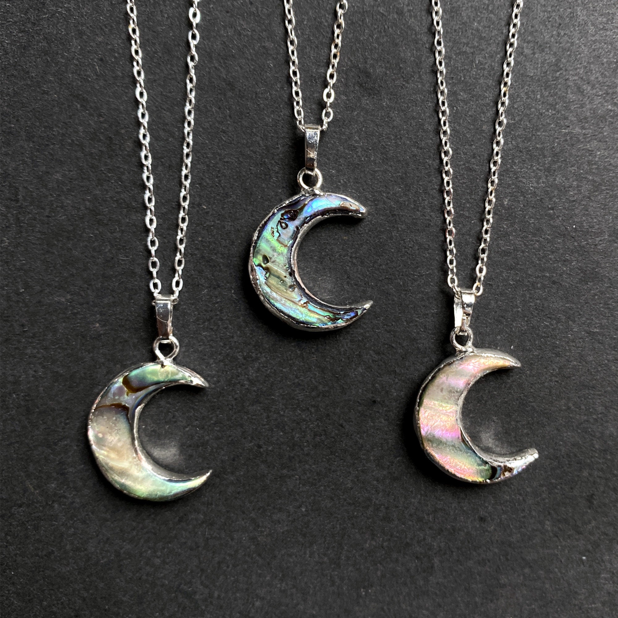 SALE Petite Natural Abalone Shell Crescent Moon Beach Sea Shell Double ...