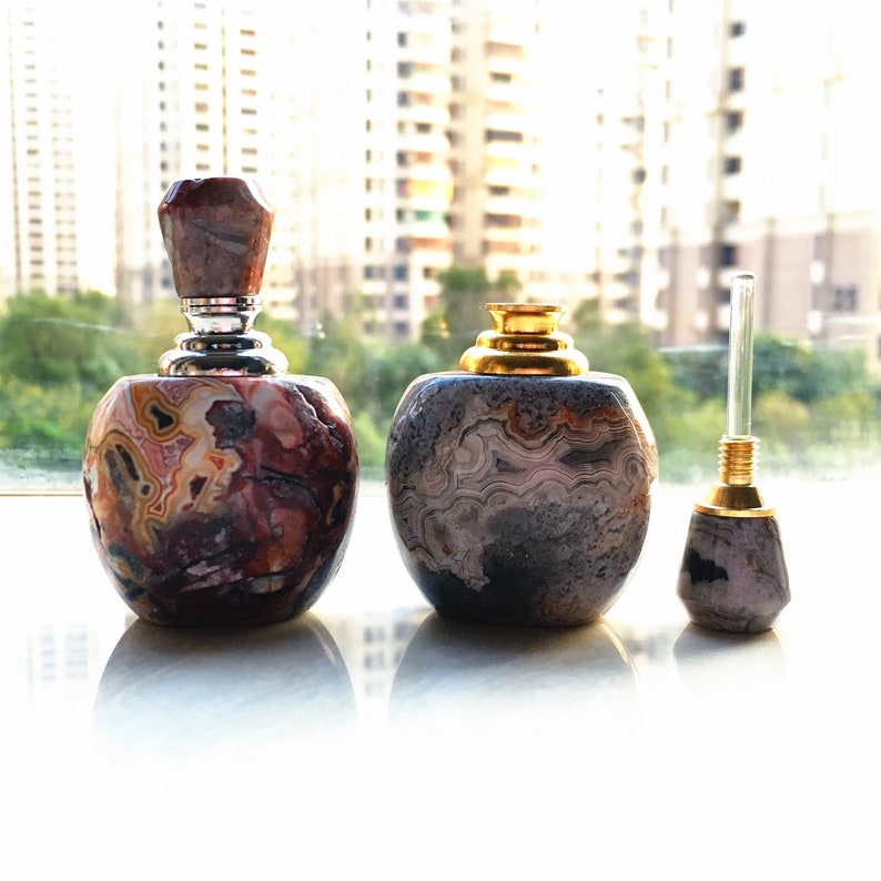 Large Natural Gemstone Healing Crystal Quartz Perfume Bottle Etsy