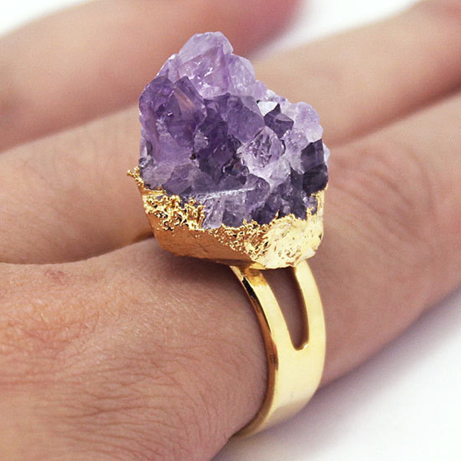 Natural Raw Amethyst Ring // Gold Amethyst Rings // Amethyst Etsy