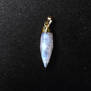 Beautiful Rainbow Moonstone Petite Spike Point Pendant Charm with gold electroplated - Gold Real Moon Stone Spike Pendant (SG48_06)