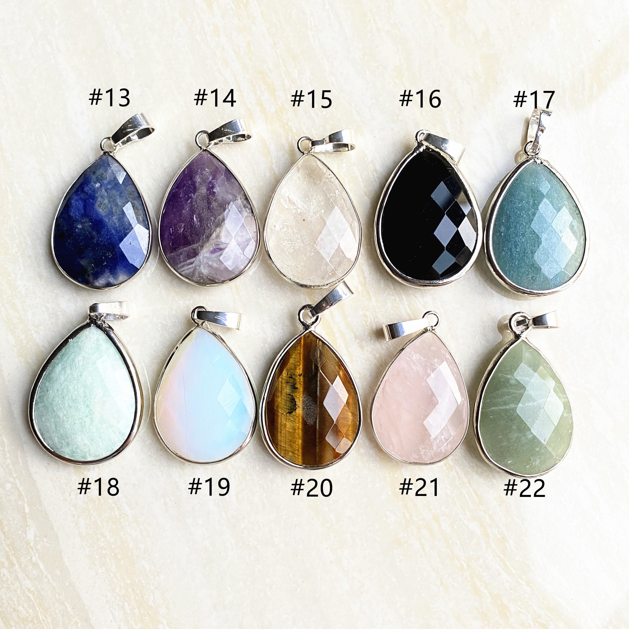 Terahertz Natural Stone Pendant Water Drop Necklace - Fashion Jewelry