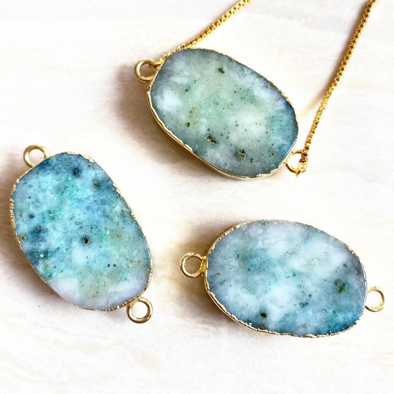 Gold Gemstone Druzy Chain bracelet adjustable for Women Ladies Gold Bracelet YOU CAN CHOOSE Healing Stone Crystal Quartz Slice Bracelet