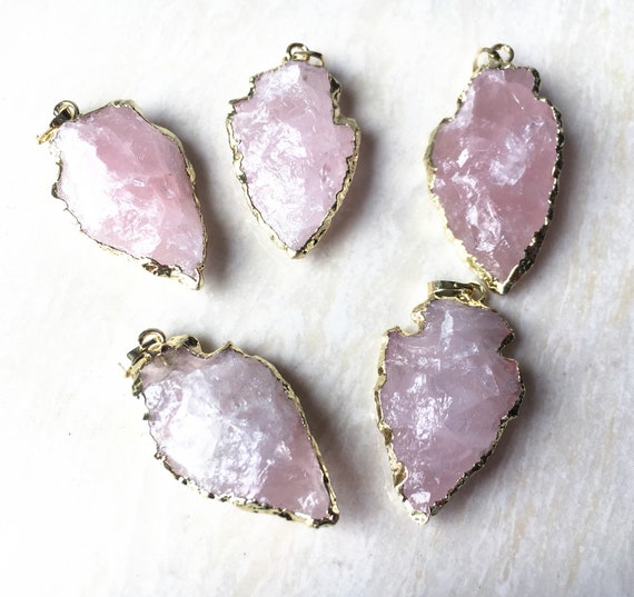 Wholesale Rose Quartz Crystal Arrowhead Pink Stone Arrow Head
