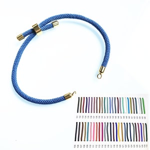 52 Colors for Choose, Half Finished Cord Adjustable Bracelet, Gold Plated Slider Stopper Bead Connector Charms, DIY Semi-Finished Bracelet