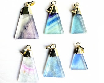 Rainbow Fluorite Florite Diamond Cubes Electroplated in Silver