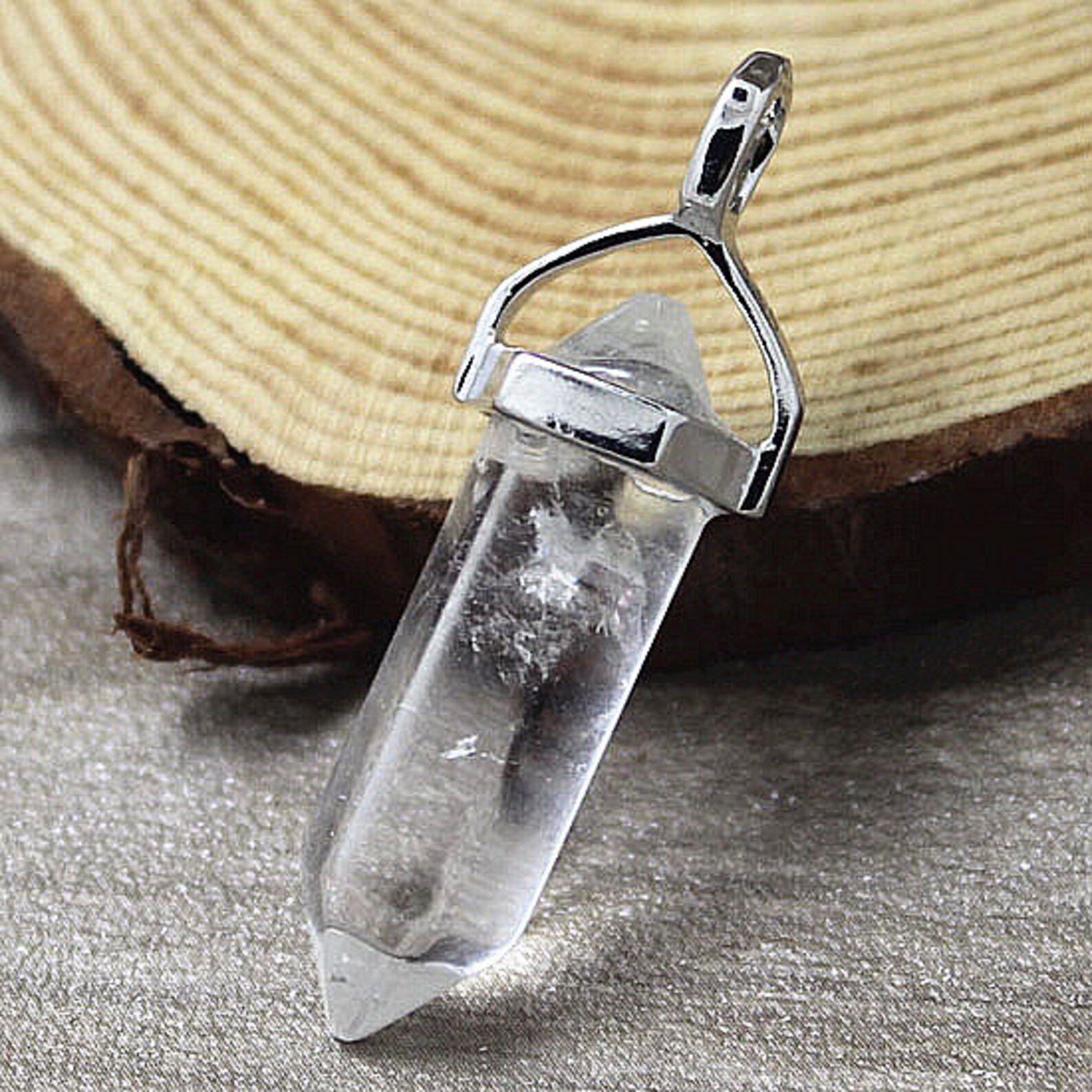 Crystal Quartz Point Pendant Crystal Quartz Charm Clear Etsy