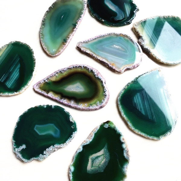 GROS Vert Agate Slice Druzy - Drusy Druzzy Agate Slice avec un trou (S2V4_45)