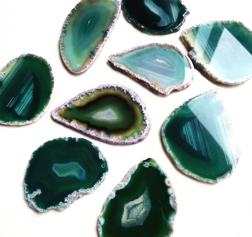 WHOLESALE Green Agate Slice Druzy - Drusy Druzzy Agate Slice with one Hole (S2V4_45)