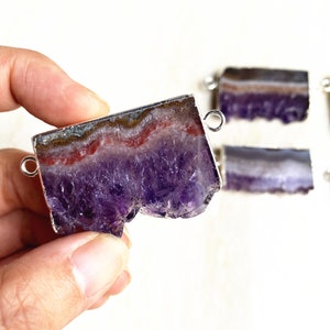 SALE Amethyst Slice Pendants // Silver Amethyst Agate Slice Druzy Geode // Crystal Quartz Druzy Pendant // Irregular stone jewelry B843
