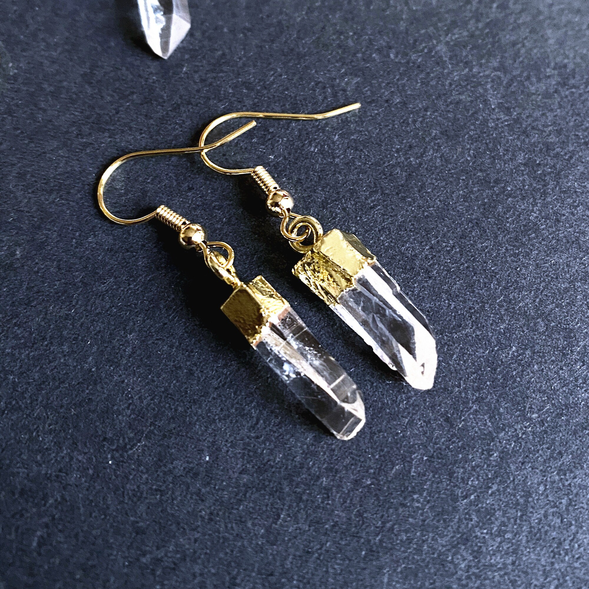 New Arrival Slender Rock Crystal Quartz Point Earrings With Etsy