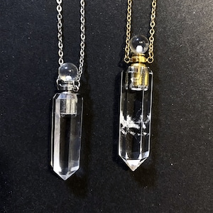 Steenkwarts zeshoekig prisma fles hanger ketting, natuurlijke edelsteen punt chakra kristalkwarts parfumflesje hanger ketting sieraden
