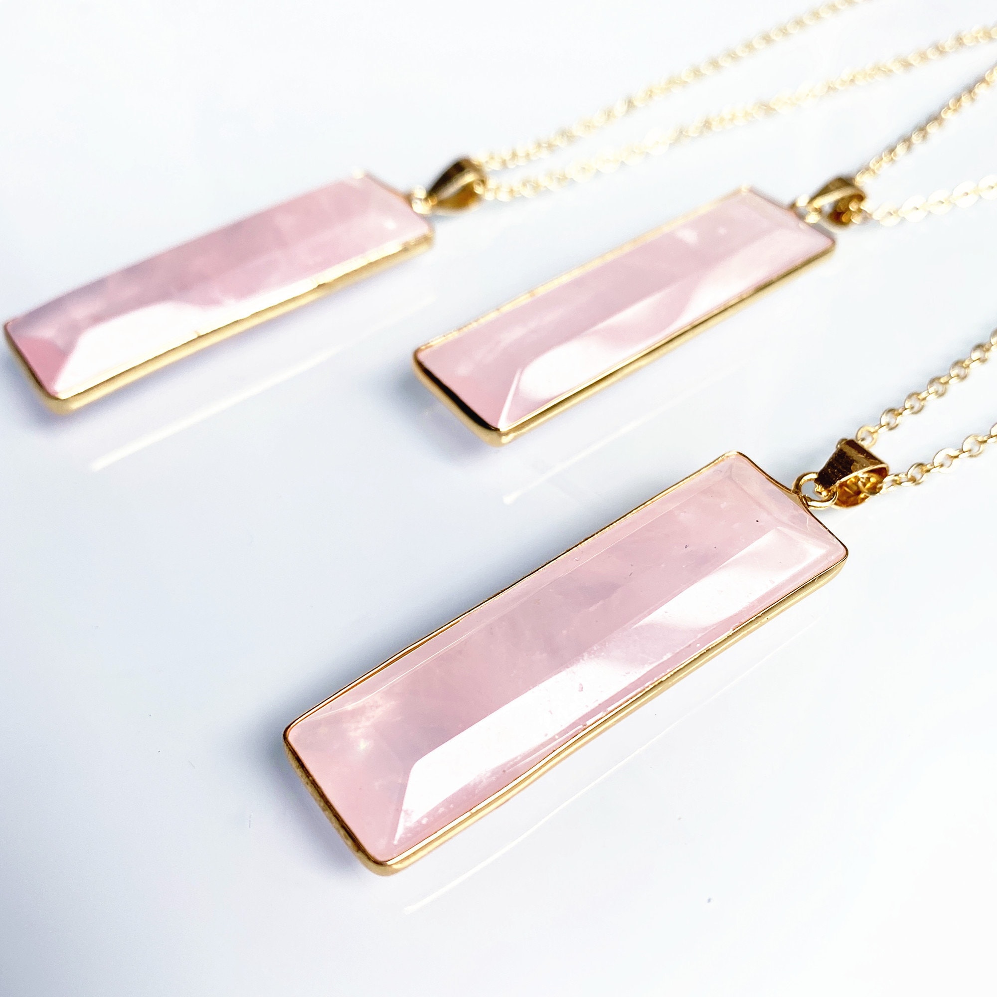 ●ACHA● Greslin Raw Stone Layered Necklace Pink AC23FW04 pink-topaz-gemstone-necklace-