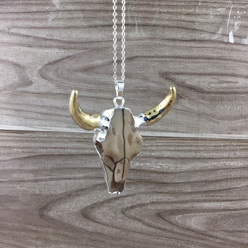 Longhorn Resin Horn Cattle Pendants with Silver Plated Silver Etsy