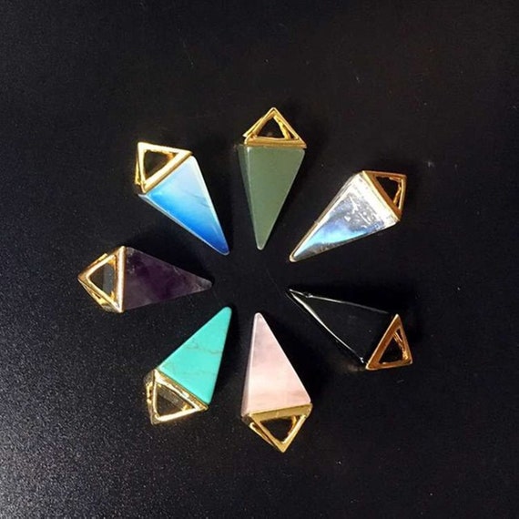 Colgante Para Mujer Opalita Piedra Natural En Forma de Piramide 1,5 cm