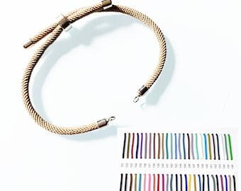52 Colors for Choose, Half Finished Cord Adjustable Bracelet, Silver Plated Slider Stopper Bead Connector Charms, DIY Semi-Finished Bracelet