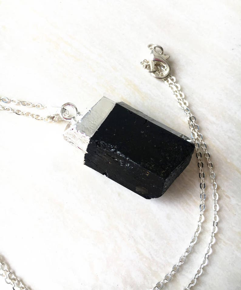 Large Natural Black Tourmaline Charm Pendant Raw Black Etsy