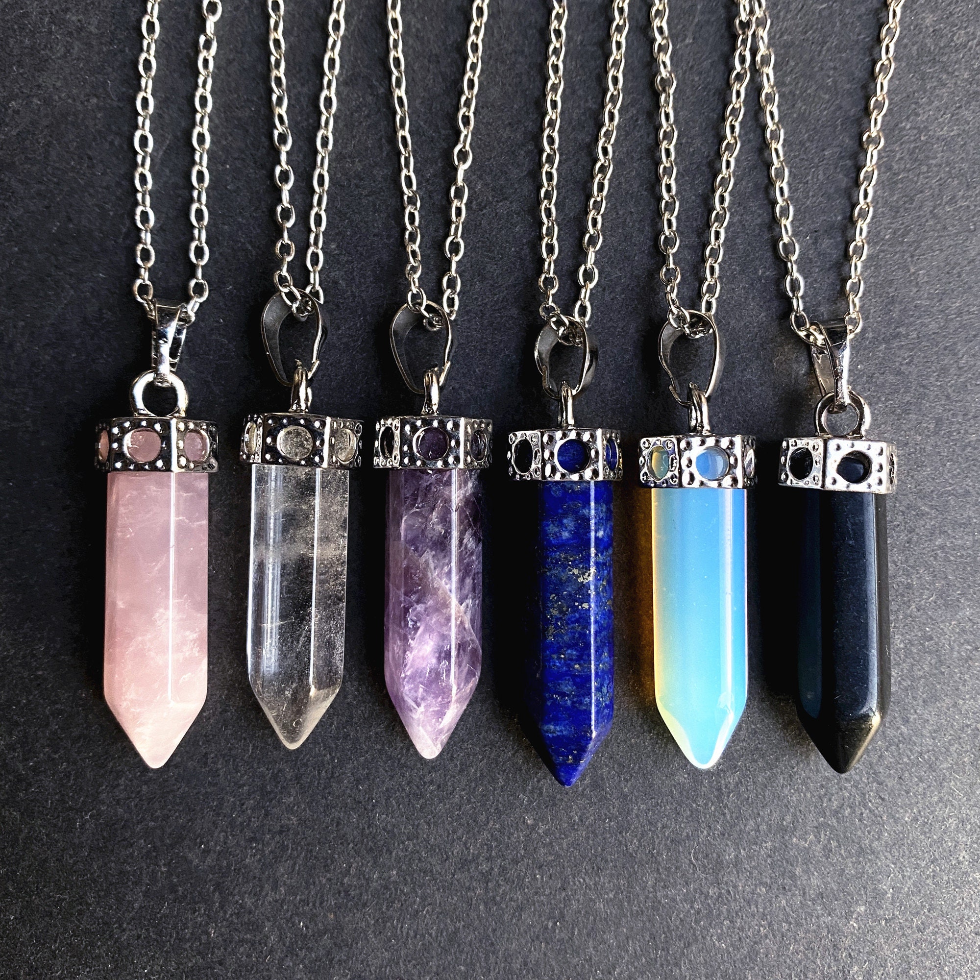ON SALE Natural Crystal Quartz Healing Stone Point Necklace, Crystal …