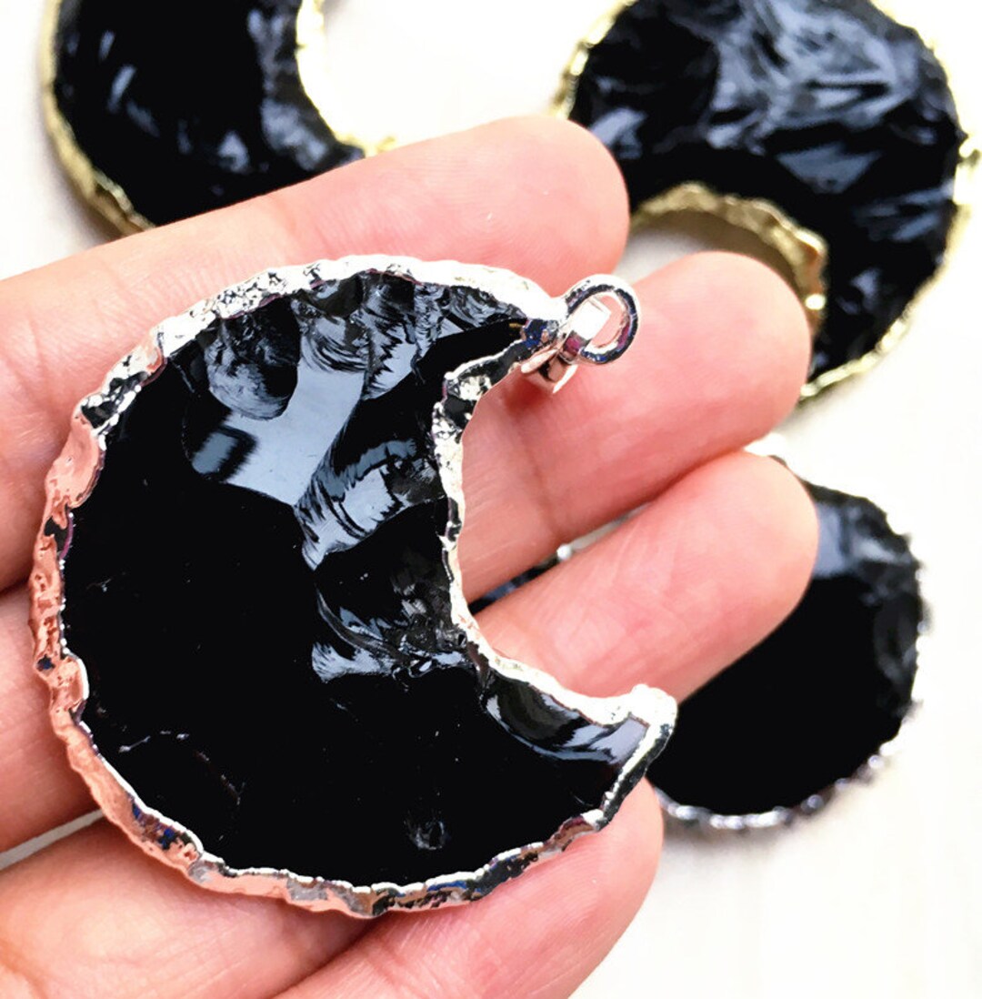 CRESCENT BANGLE GOLD OBSIDIAN BLACK - M main image 1