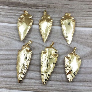 Full Gold Plated Arrowheads Arrow Head Pendant Charm Necklace (S8_B47)