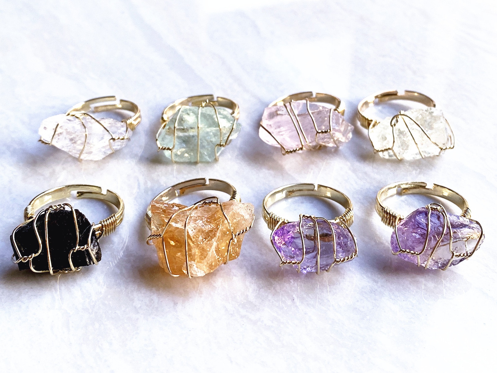Raw Gemstone Ring // Natural Healing Crystal Quartz Band Rings Etsy
