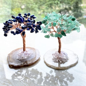 Natural Agate Slice Gemstone Chip Crystal Quartz Tree Of Life, Chakra Tree Healing Crystal Gemstone - YOU CAN CHOOSE