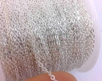 925 Sterling Silver Chain Bulk, Flat Cable Chain - Wholesale 10, 30, 50 or 100 Feet B008