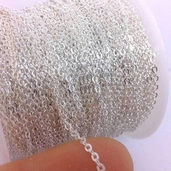 925 Sterling Silver Chain Bulk, Flat Cable Chain - Wholesale 10, 30, 50 or 100 Feet B008