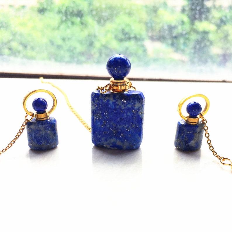Polished Lapis Lazuli Perfume Bottle Perfume Bottle Pendant Necklace | Etsy