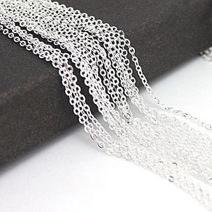 High Quality 32ft (10m) 1.5x2mm Silver Plated Brass Soldered Chain Flat Cable Chain Necklace Jewelry Findings