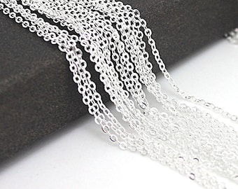 High Quality 32ft (10m) 1.5x2mm Silver Plated Brass Soldered Chain Flat Cable Chain Necklace Jewelry Findings