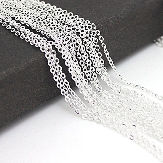 High Quality 32ft (10m) 1.5x2mm Silver Plated Brass Soldered Chain Fl…