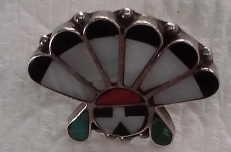 Vintage zuni sterling kachina Inlay ring