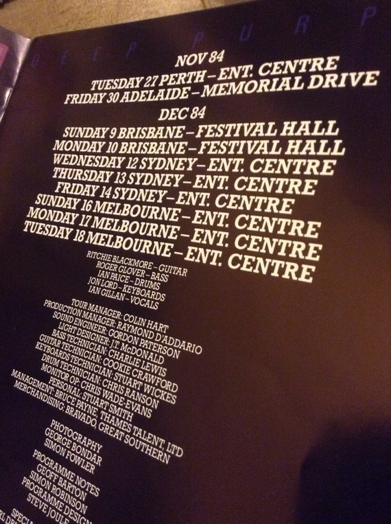 Deep Purple Perfect Strangers Australian Tour Book Tour Etsy