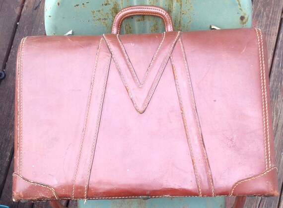 40s or 50s vintage leather suitcase